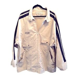 Vintage Guess Jeans Windbreaker Jacket – Beige with Navy Stripes